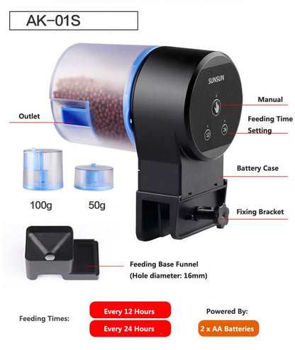 SUNSUN AK 01S Automatic Fish Feeder | Aquarium Food Timer 50ml/100ml