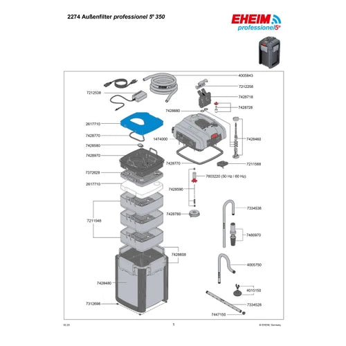 Eheim Professional 4+ 350 Canister Filter Including Media | External Aquarium Filter