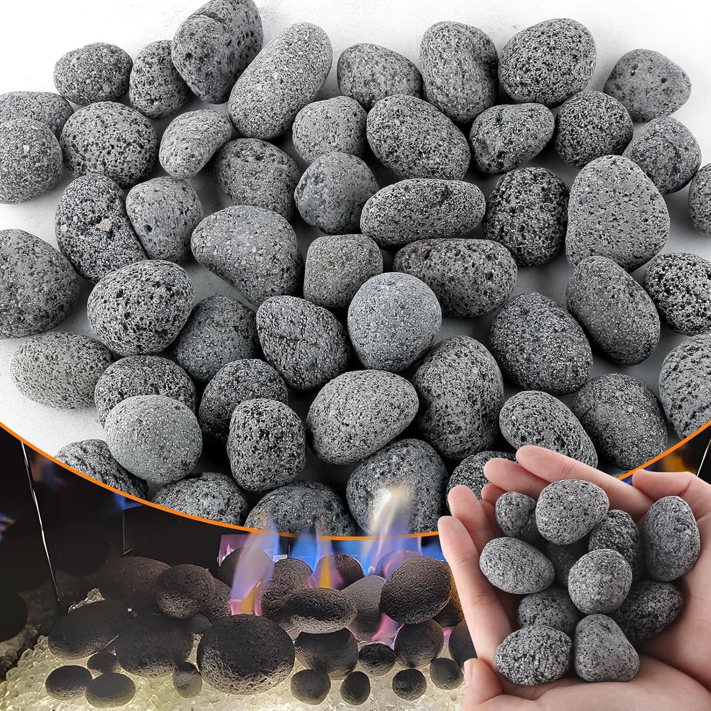 Black Lava Tumbled rocks | small