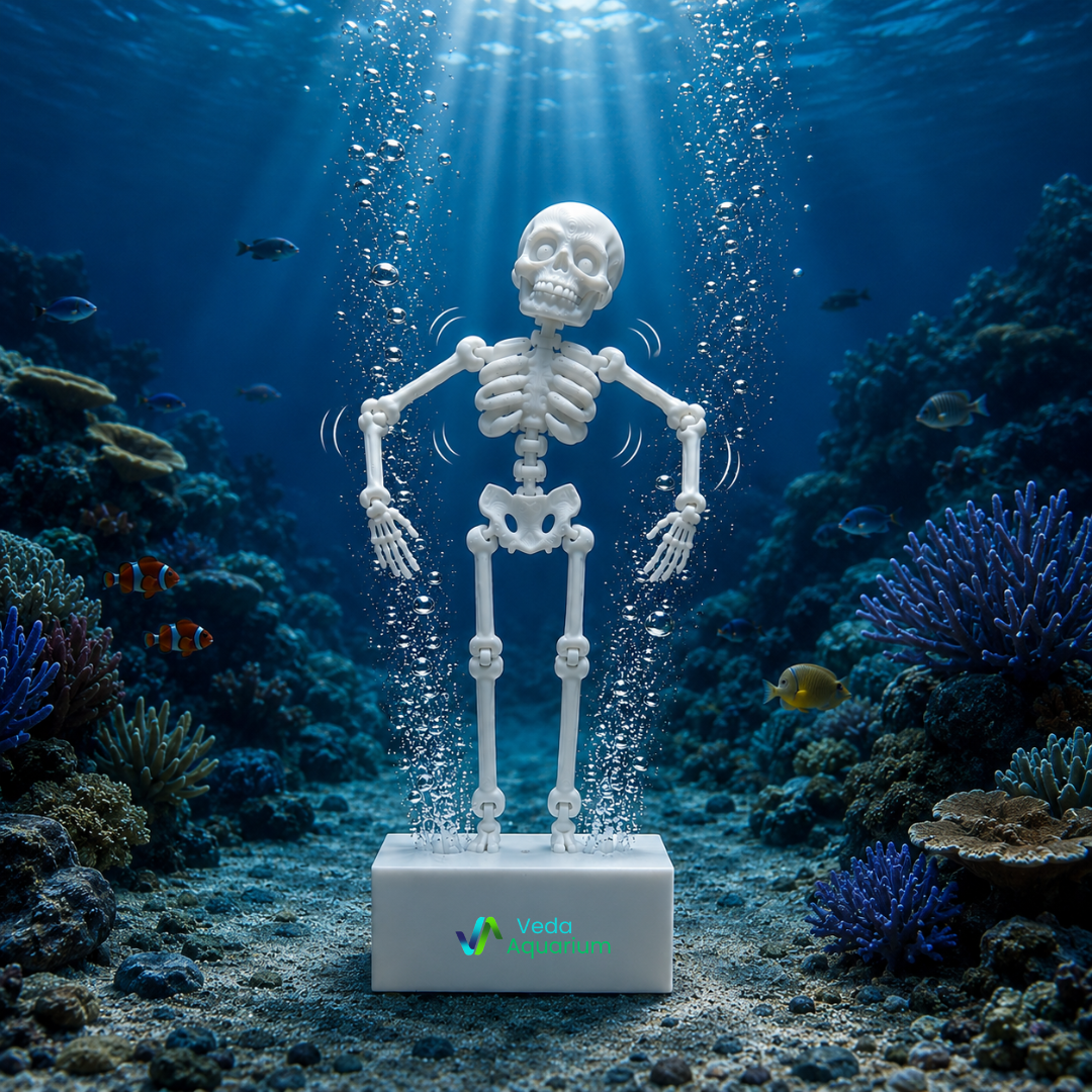 Dancing Skeleton Aquarium Air Bubble Ornament | Animated Fish Tank Decoration