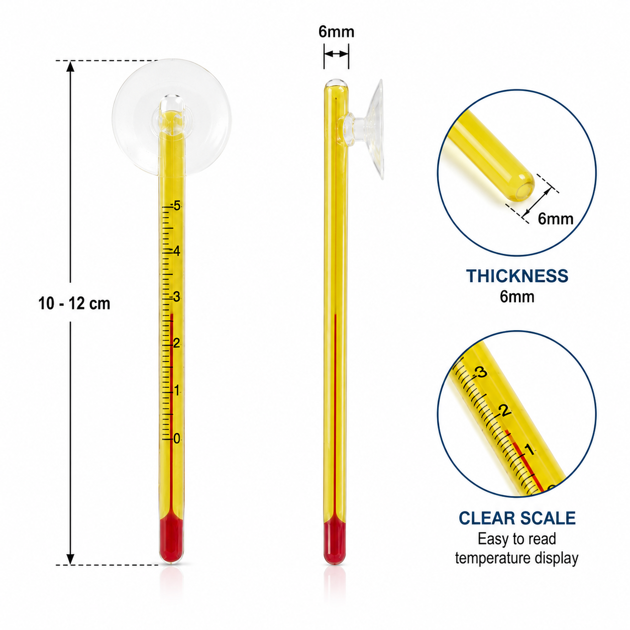 Glass Thermometer | Glass Fish Tank Water Temperature Monitor