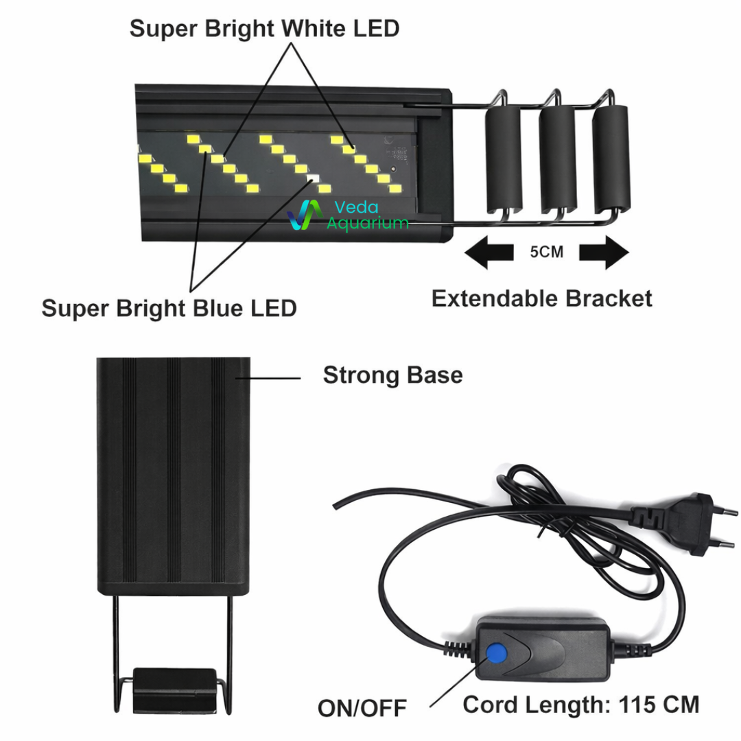 Bluepet WRGB BR-40 Aquarium Light | Full Spectrum LED for Nano Tanks